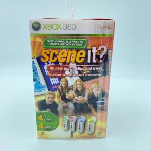 XBOX 360 Scene It? Box Office Smash Set w/ 4 Controllers & Game NEW Open Box - Picture 2 of 6
